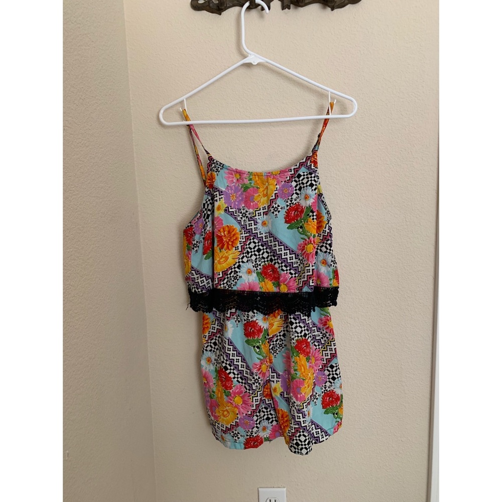 Vivid bright floral romper
